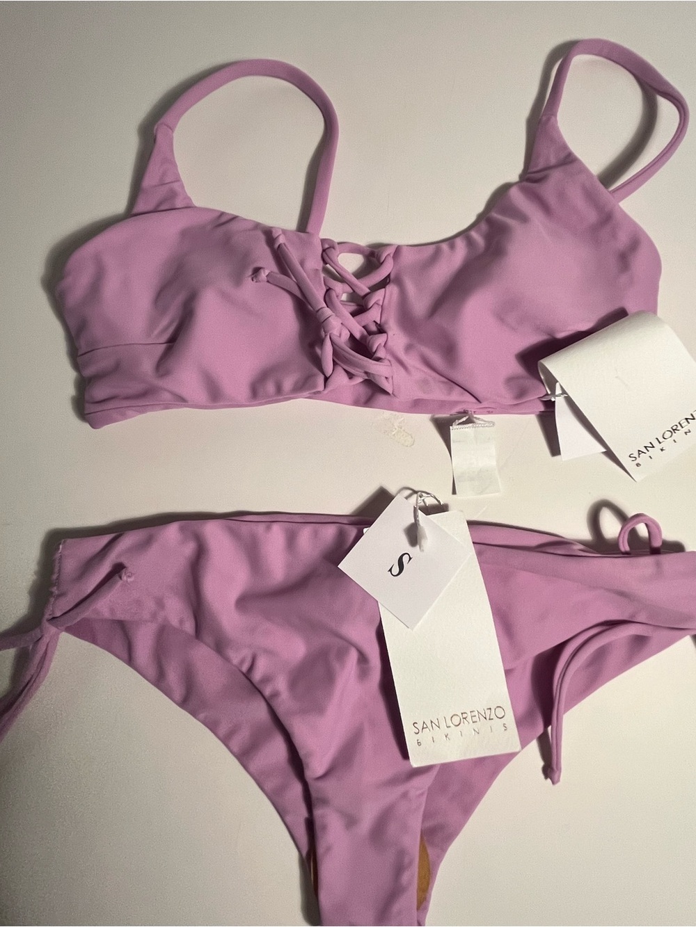 SanLorenzo Lilac Lace-Up Bikini Set size small NWT 🎀🎀